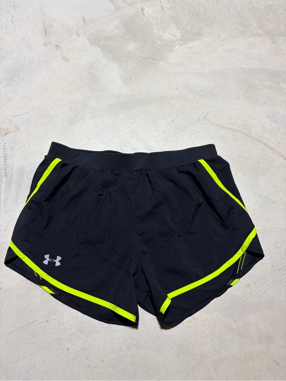 Under Armour Black Shorts with Neon Yellow Trim medium